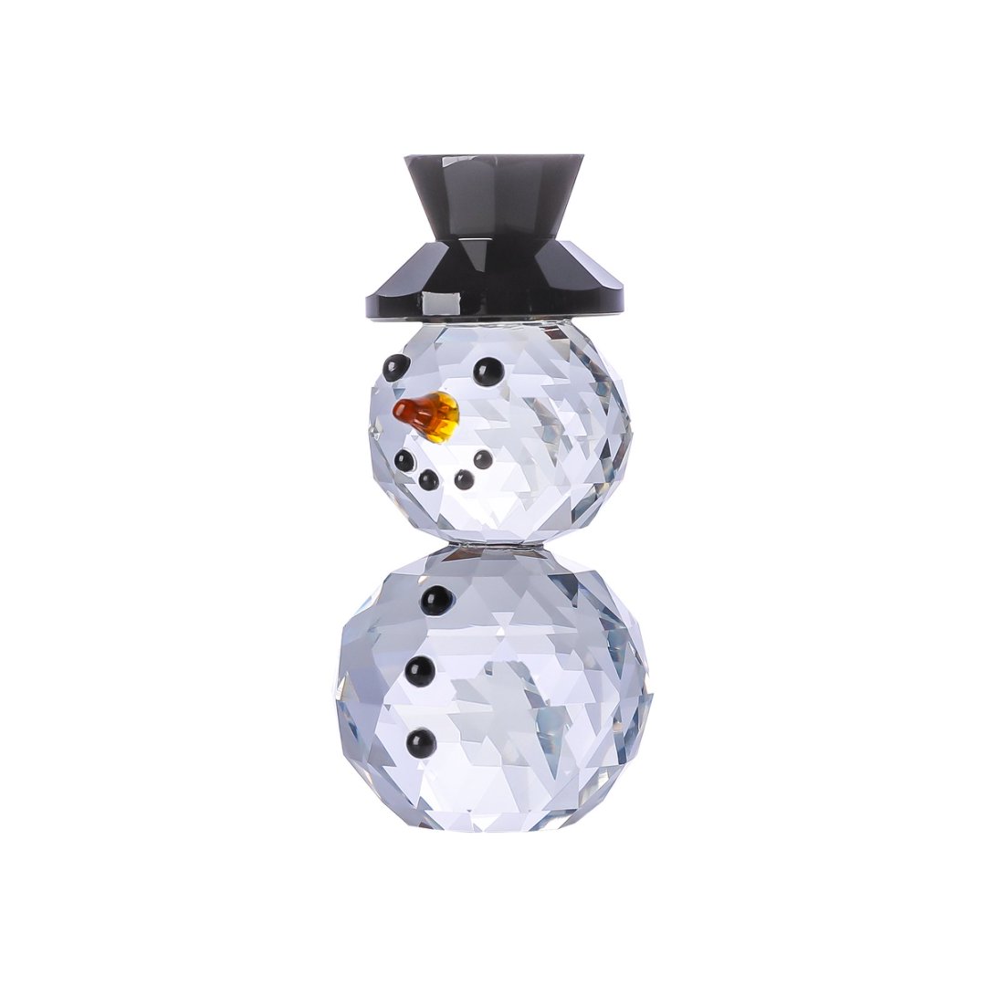 Paper Weight Crystal - Crystal Black Hat Snowman Figurines Collectible