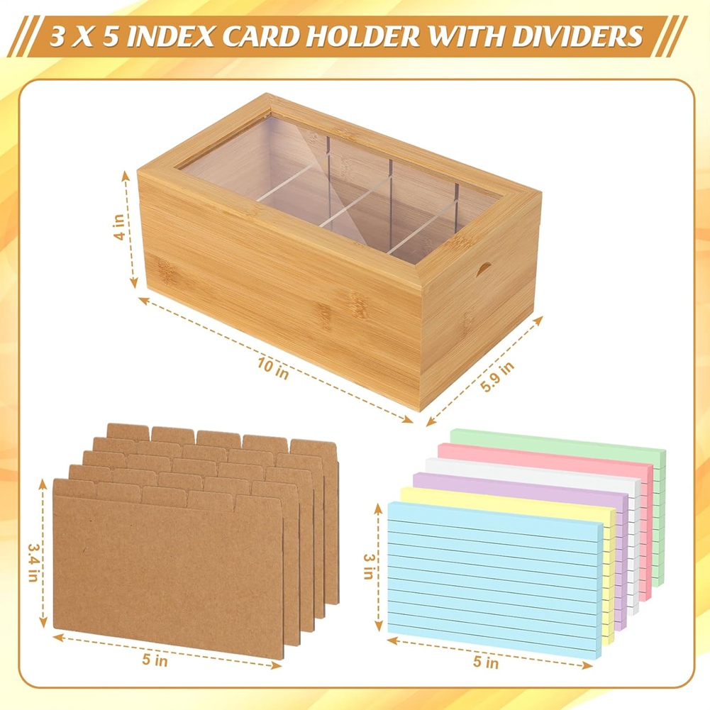 ABUA Bamboo Index Card Organiz - Card Index Box review and price